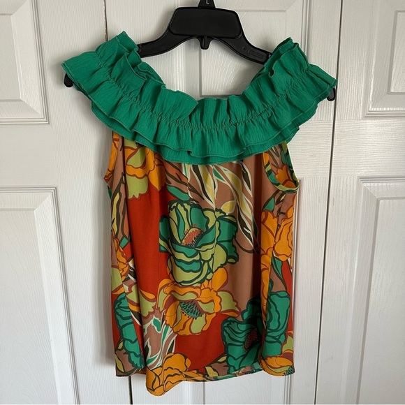 Periwinkle Tops - Periwinkle NWT Georgie Double Ruffle Floral Top Womens Sz XS Boho Resort Wear